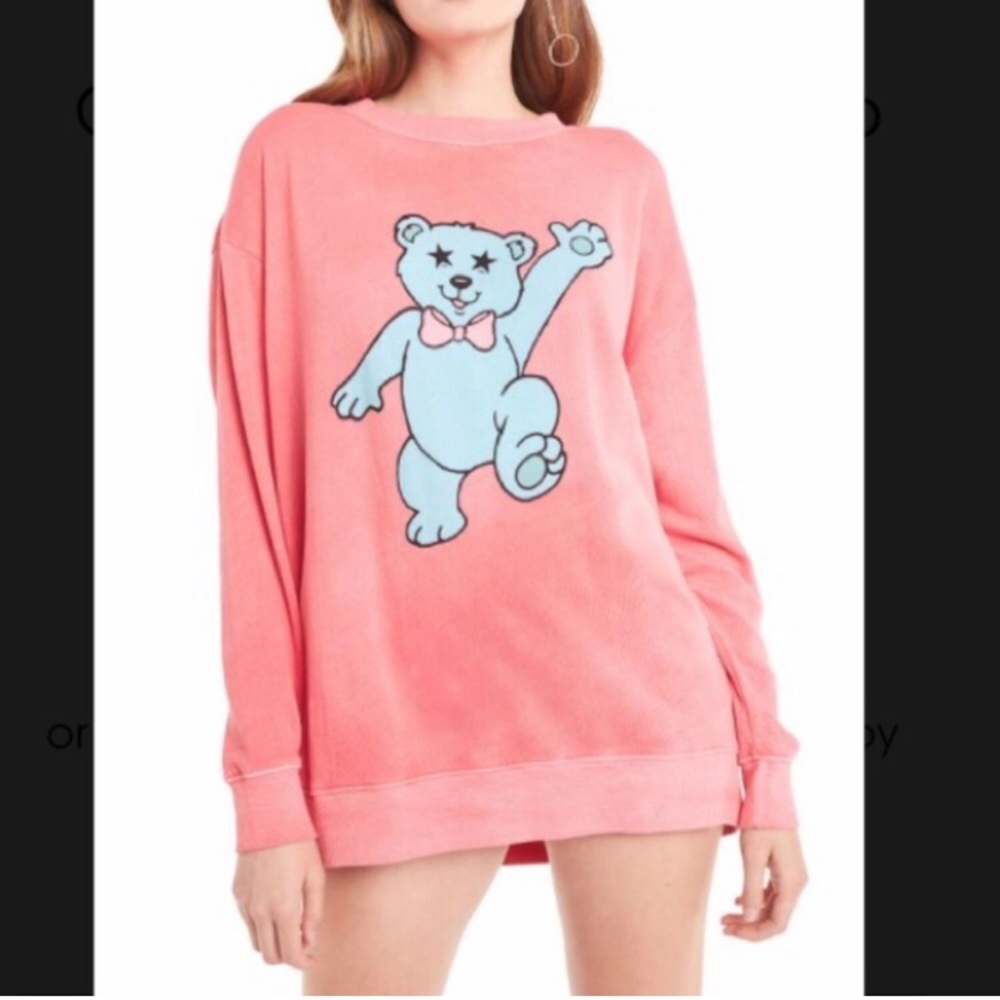 Wildfox bear oversized pink sweatshirt.